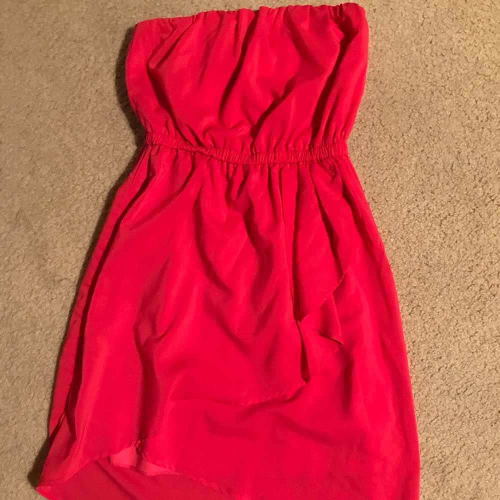 Hot pink strapless dress